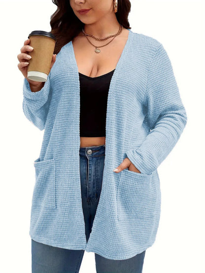 Sarah Express Women's Plus Size Open Front Long Sleeve Knit Cardigan