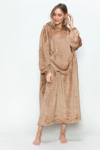 Sarah Express Women’s Plus Size Hooded Midi Lounge Dress with Pockets