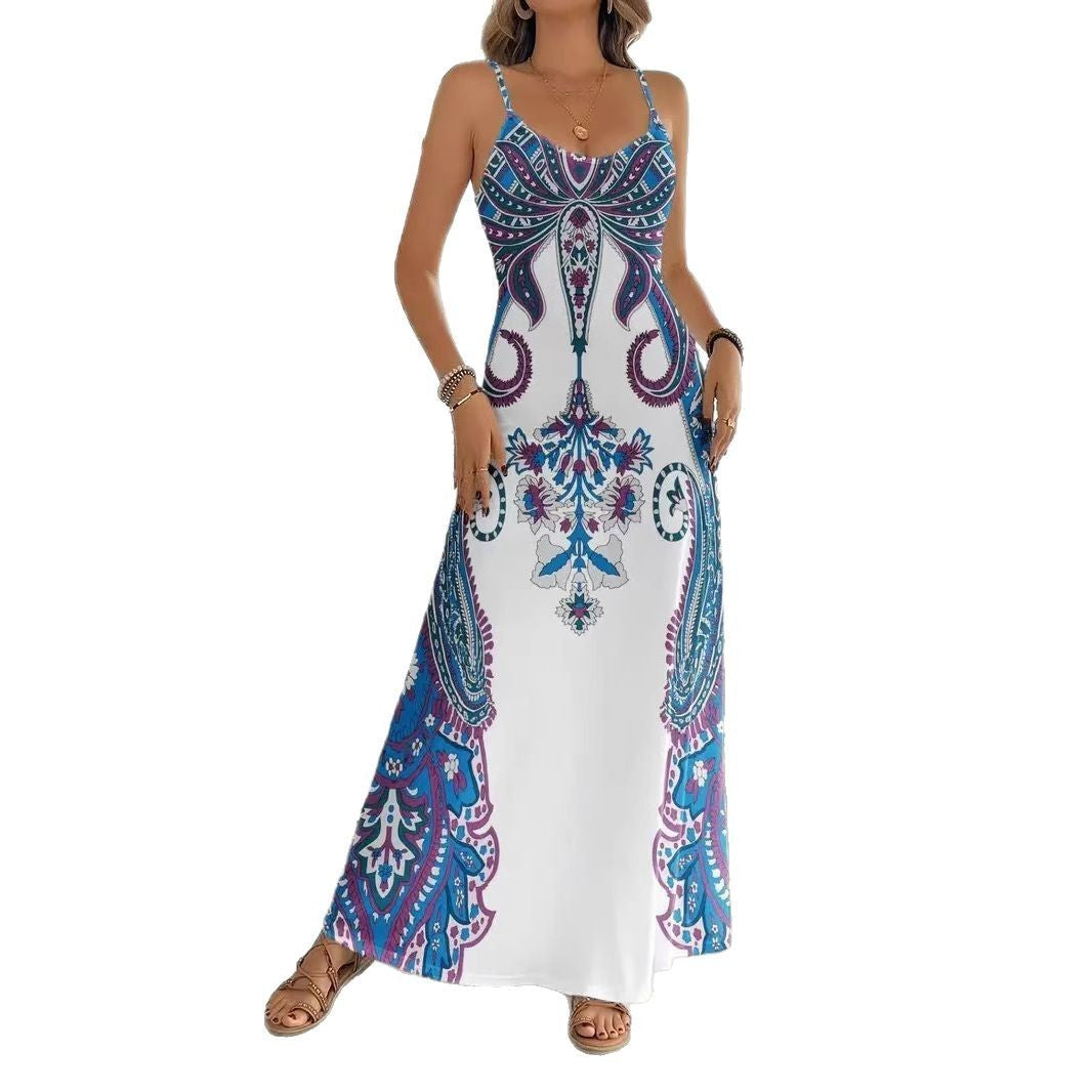 Sarah Express Women's V-Neck Sleeveless Maxi Dress Artistic Print