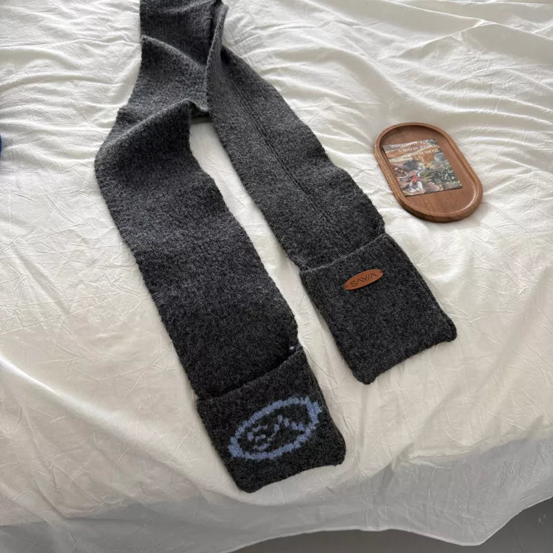 Sarah Express Women's Knitted Scarf with Pockets Gray One Size