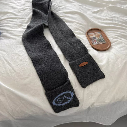 Sarah Express Women's Knitted Scarf with Pockets Gray One Size