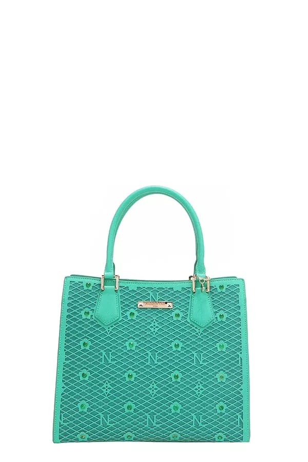 Sarah Express Women’s Structured Monogram Print Tote Bag Vegan Leather