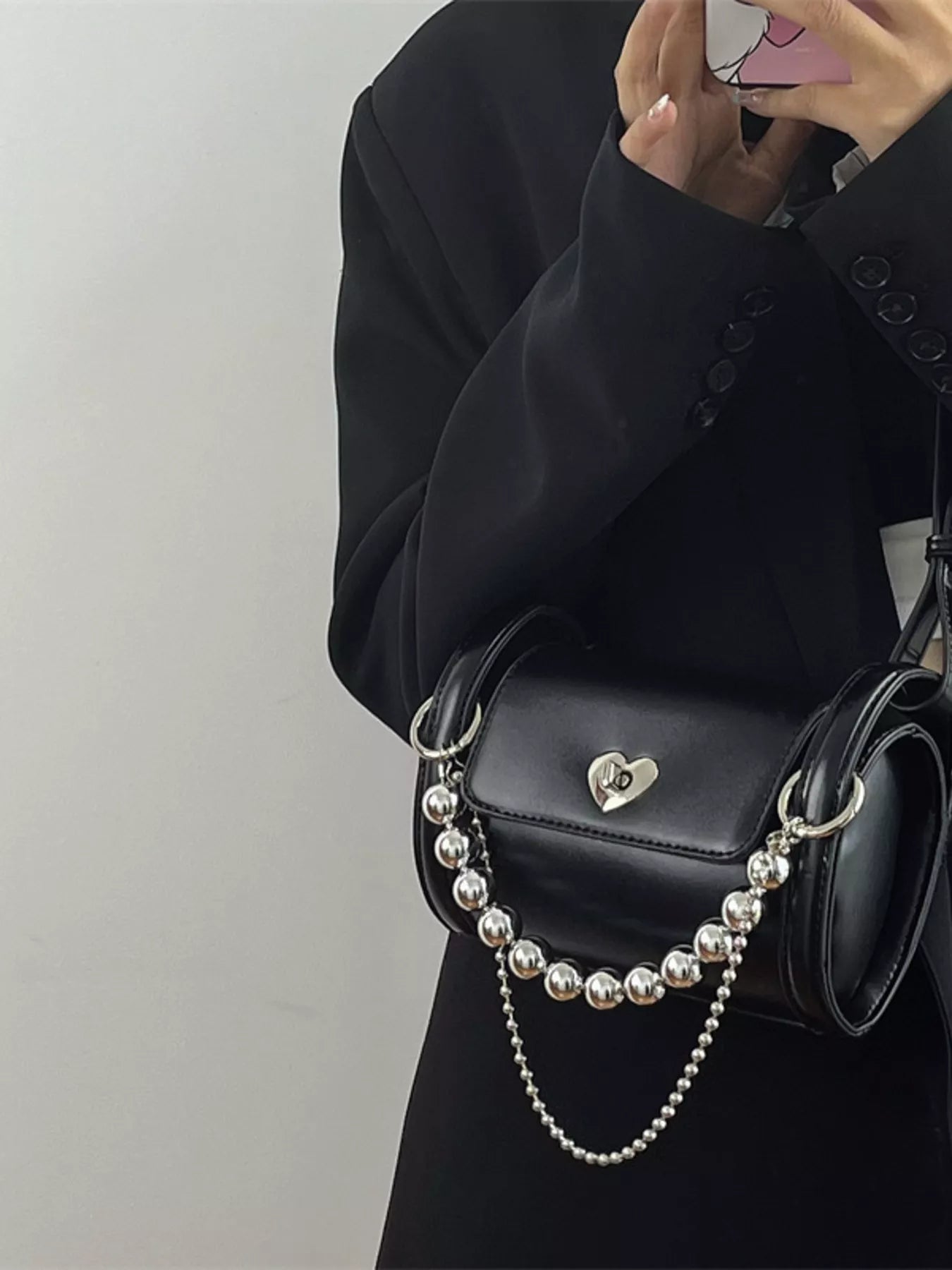 Sarah Express Women's Heart Headed Chain Decor Shoulder Bag