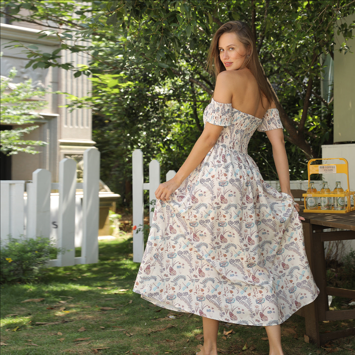 Sarah Express Women's Off Shoulder Floral Maxi Dress Strapless Elegant Summer