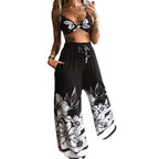 Sarah Express Women's Printed Tube Top Wide Leg Pants Two Piece Set Sleeveless