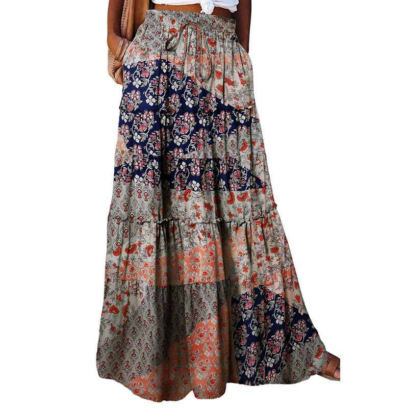 Sarah Express Women's High Waist Printed Maxi Dress Loose Fit Casual