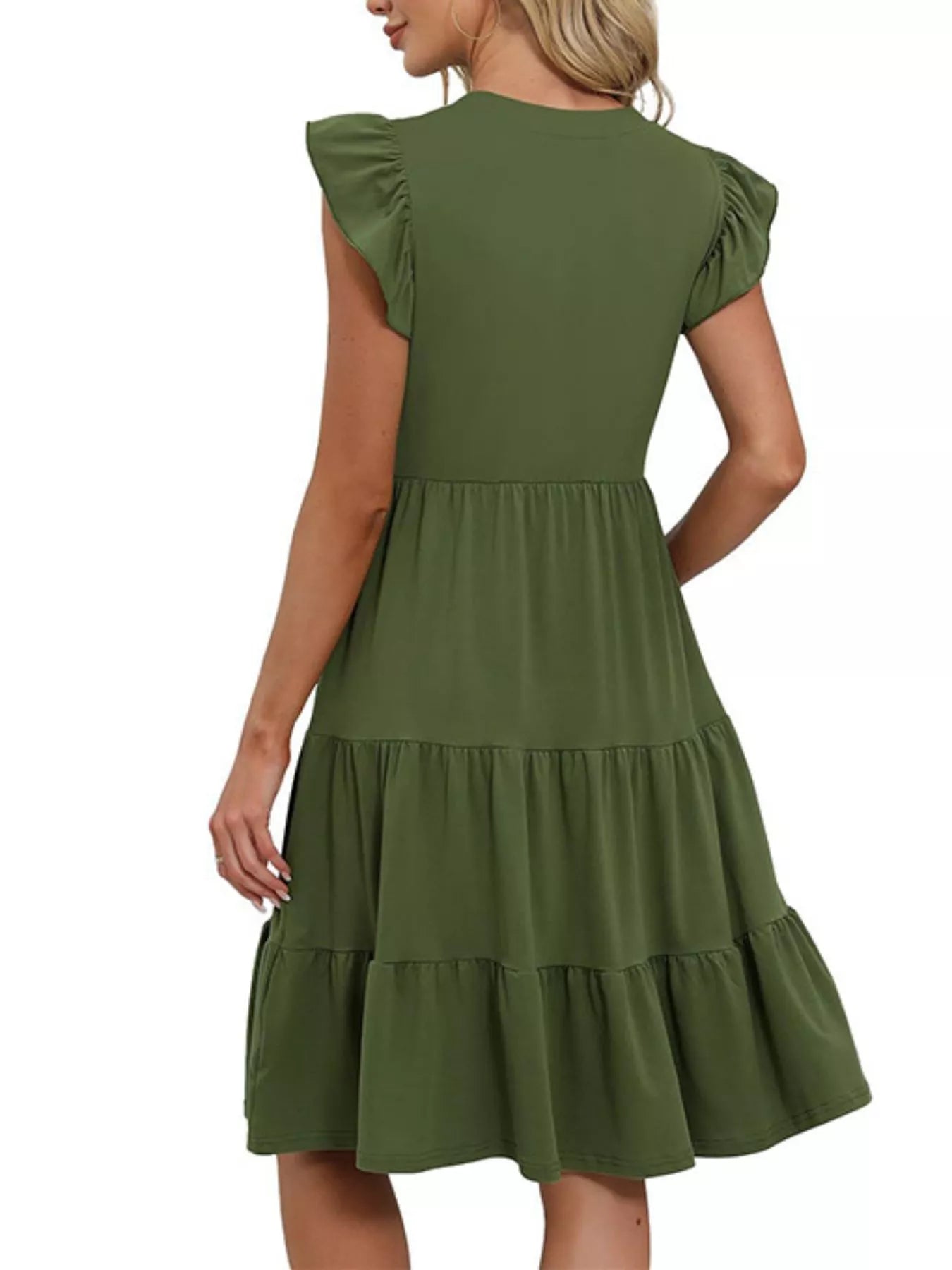 Sarah Express Women's Ruffle Sleeve Tiered Midi Dress