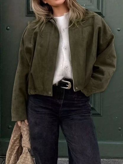 Sarah Express Women's Zip Up Dropped Shoulder Jacket