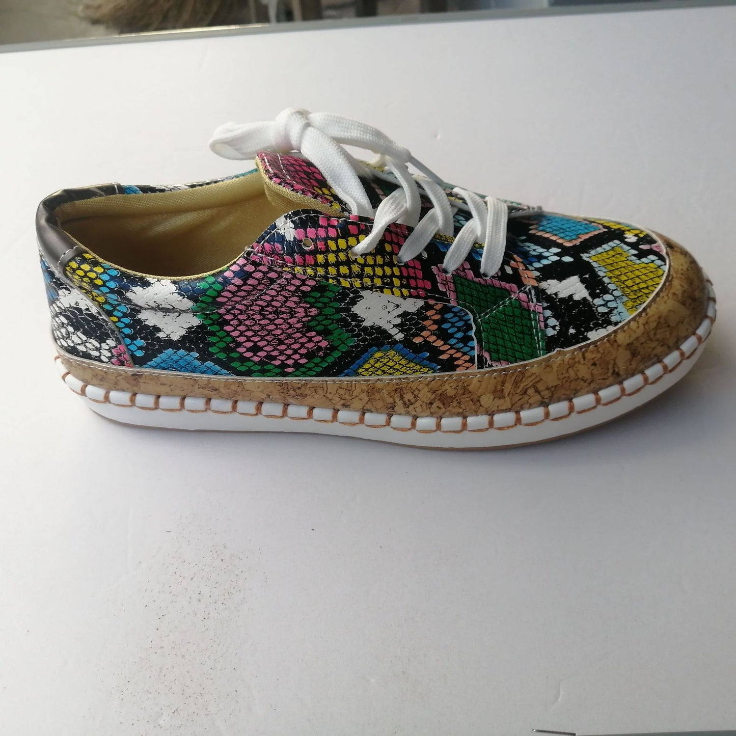 Sarah Express Women's Snake Print Platform Sneakers - Chunky Sole Casual Shoes with Breathable Design Red