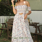 Sarah Express Women's Off Shoulder Floral Maxi Dress Strapless Elegant Summer