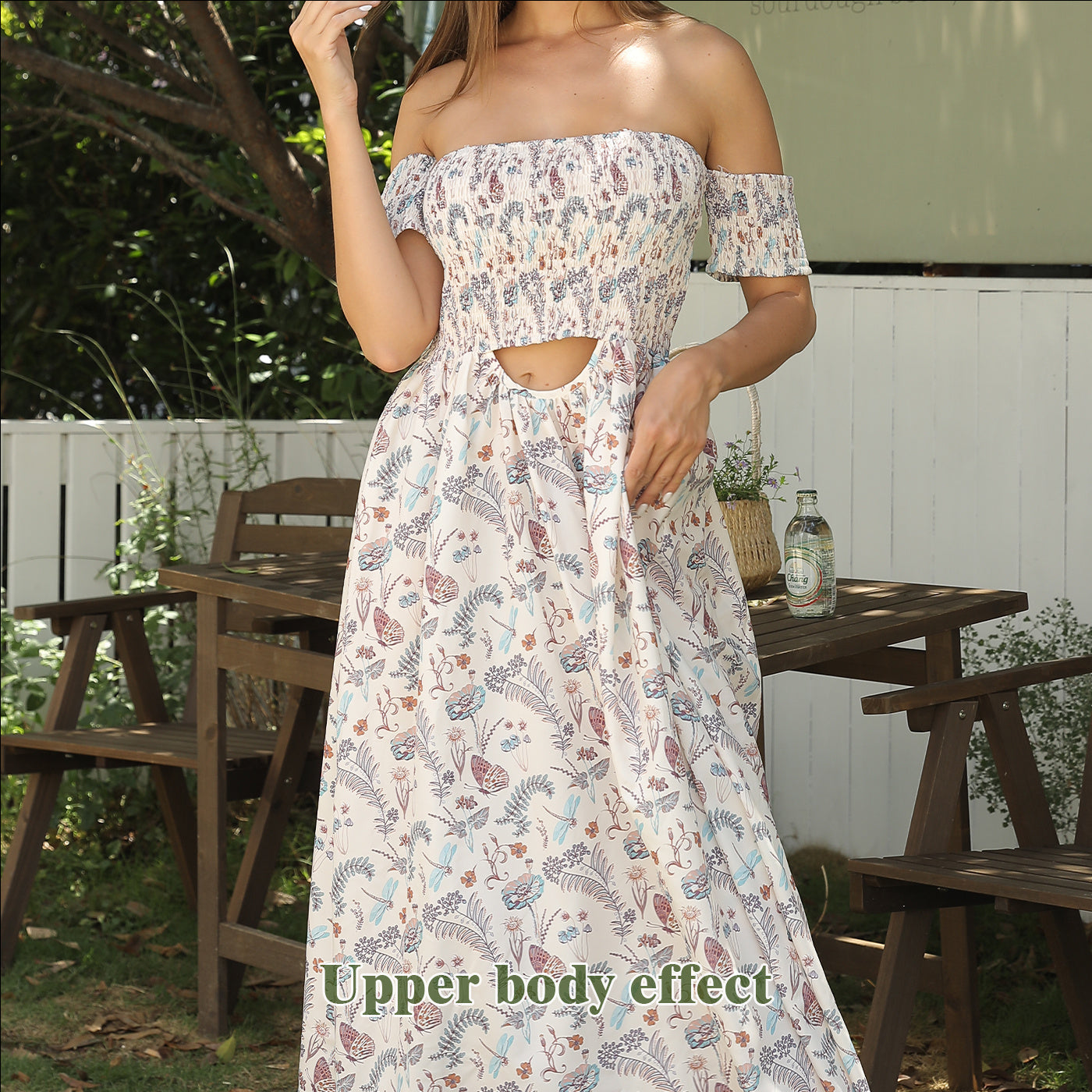 Sarah Express Women's Off Shoulder Floral Maxi Dress Strapless Elegant Summer