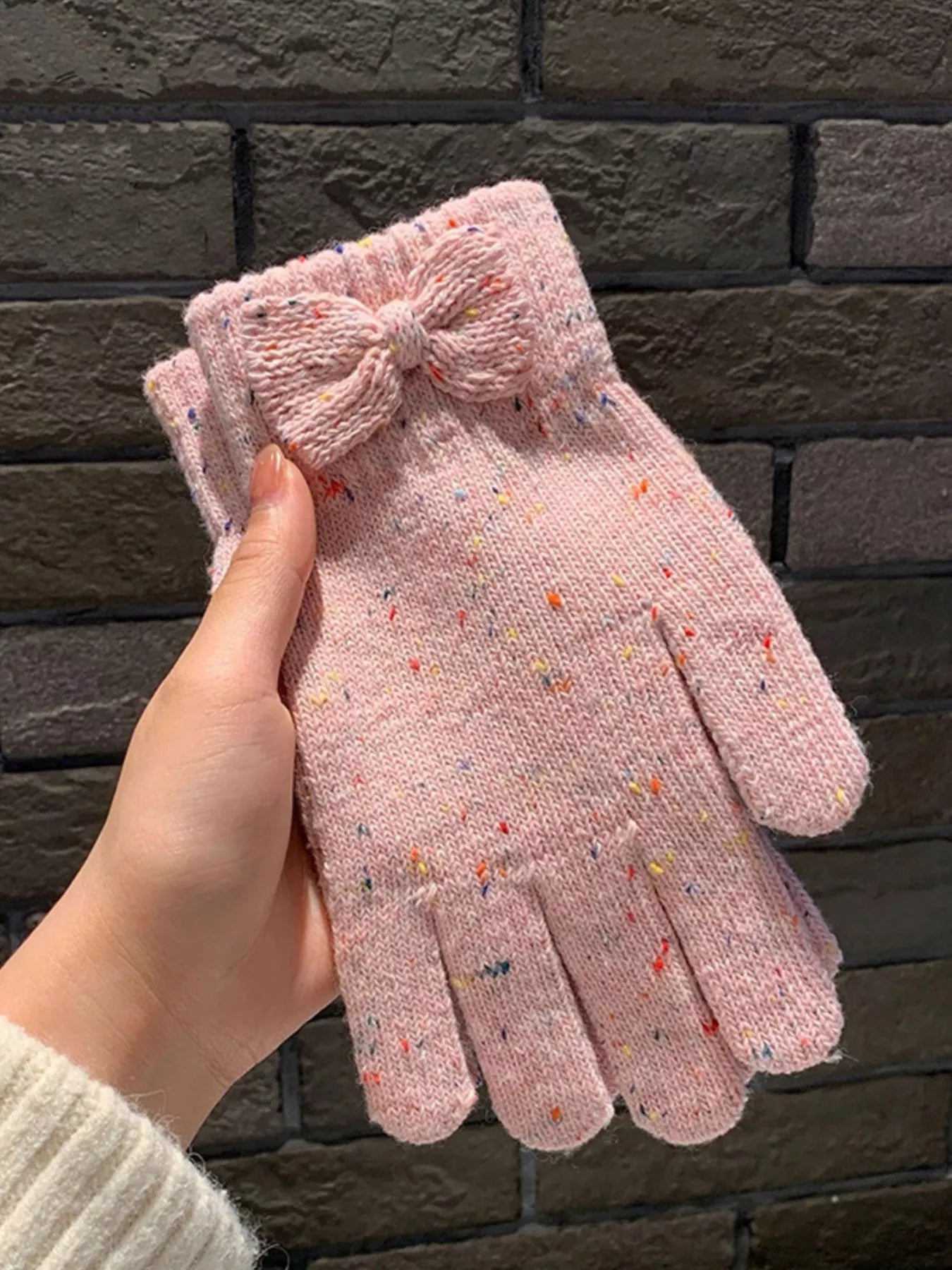 Sarah Express Women's Knitted Bow Accent Gloves - Warm Winter Fingerless Gloves
