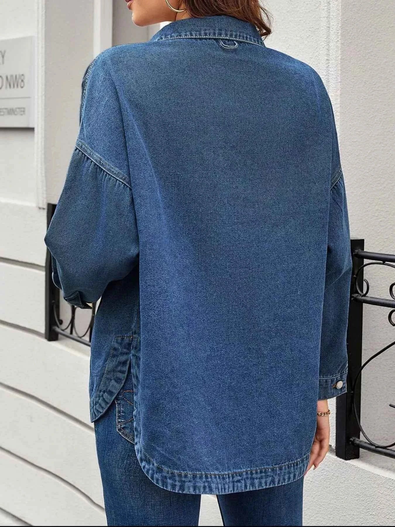 Casual Button Up Loose Fit Denim Jacket