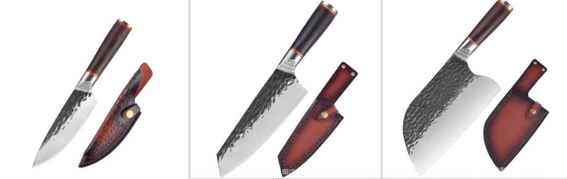 Sarah Express Premium Forged Damascus Pattern Chef Knife - Professional Stainless Steel Kitchen Cutlery Set