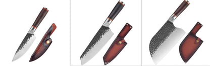 Sarah Express Premium Forged Damascus Pattern Chef Knife - Professional Stainless Steel Kitchen Cutlery Set