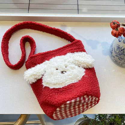 Sarah Express Women's Cute Dog Plush Crossbody Bag Red ONESIZE