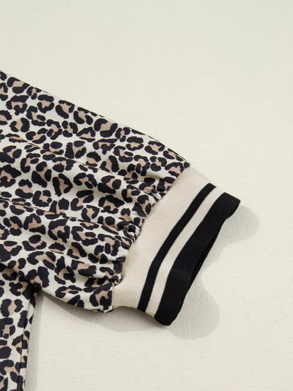 Sarah Express Women's Leopard Print Zip-Up Mini Dress with Pockets