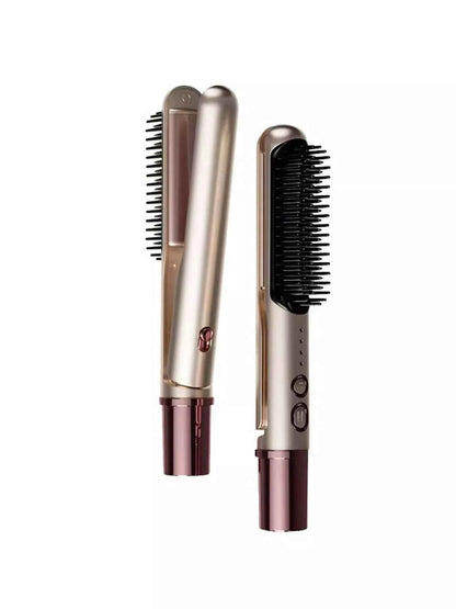 Sarah Express Women's Portable Heated Straightening Comb - 2-in-1 Curling & Straightening Hair Styling Tool Silver ONESIZE