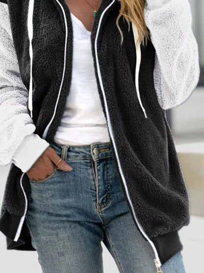 Sarah Express Women's Fleece Zip-Up Hooded Jacket