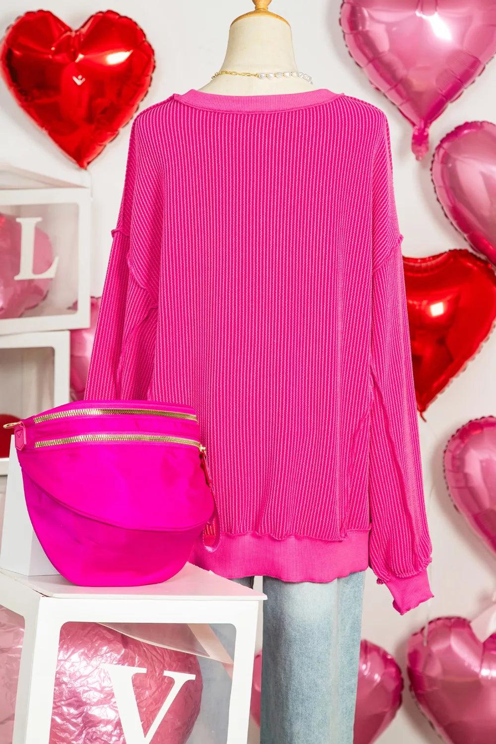 Sarah Express Women's XOXO Twisted Ribbed Long Sleeve Top