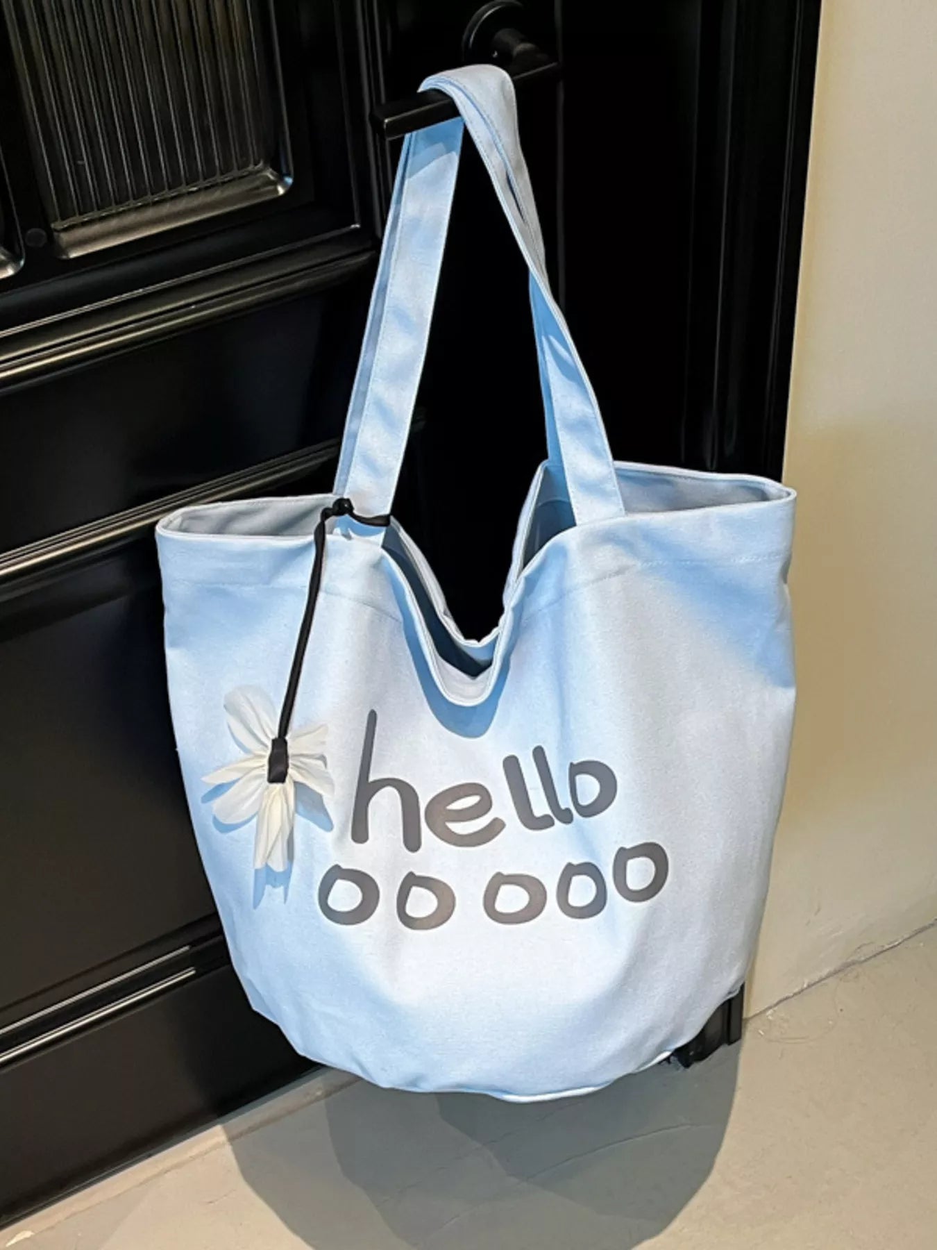 Sarah Express Women's Letter Canvas Tote Bag Blue ONESIZE