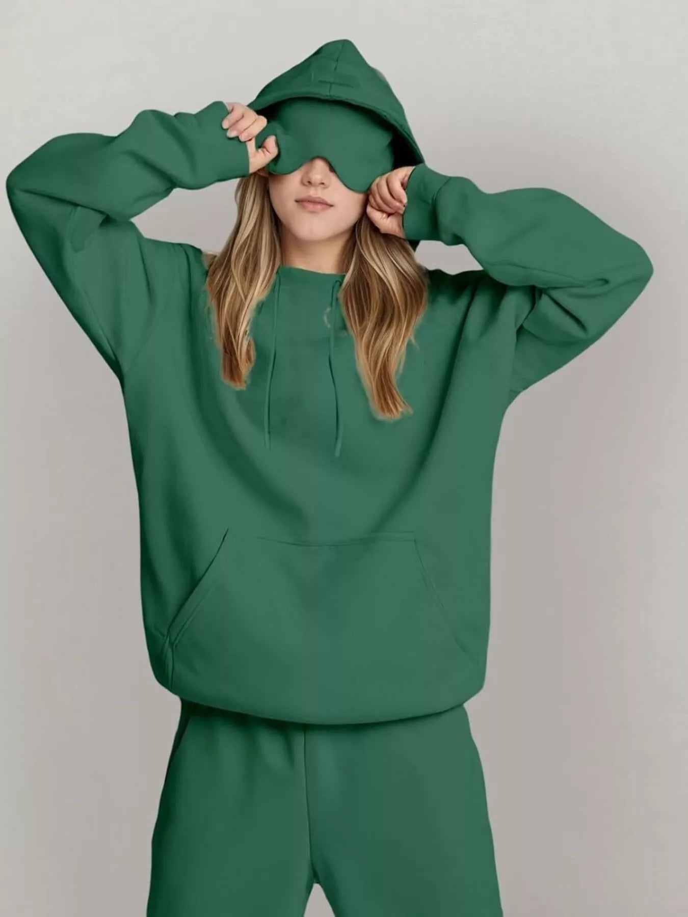 Sarah Express Women's Oversized Kangaroo Pocket Long Sleeve Hoodie Plus Size Sage