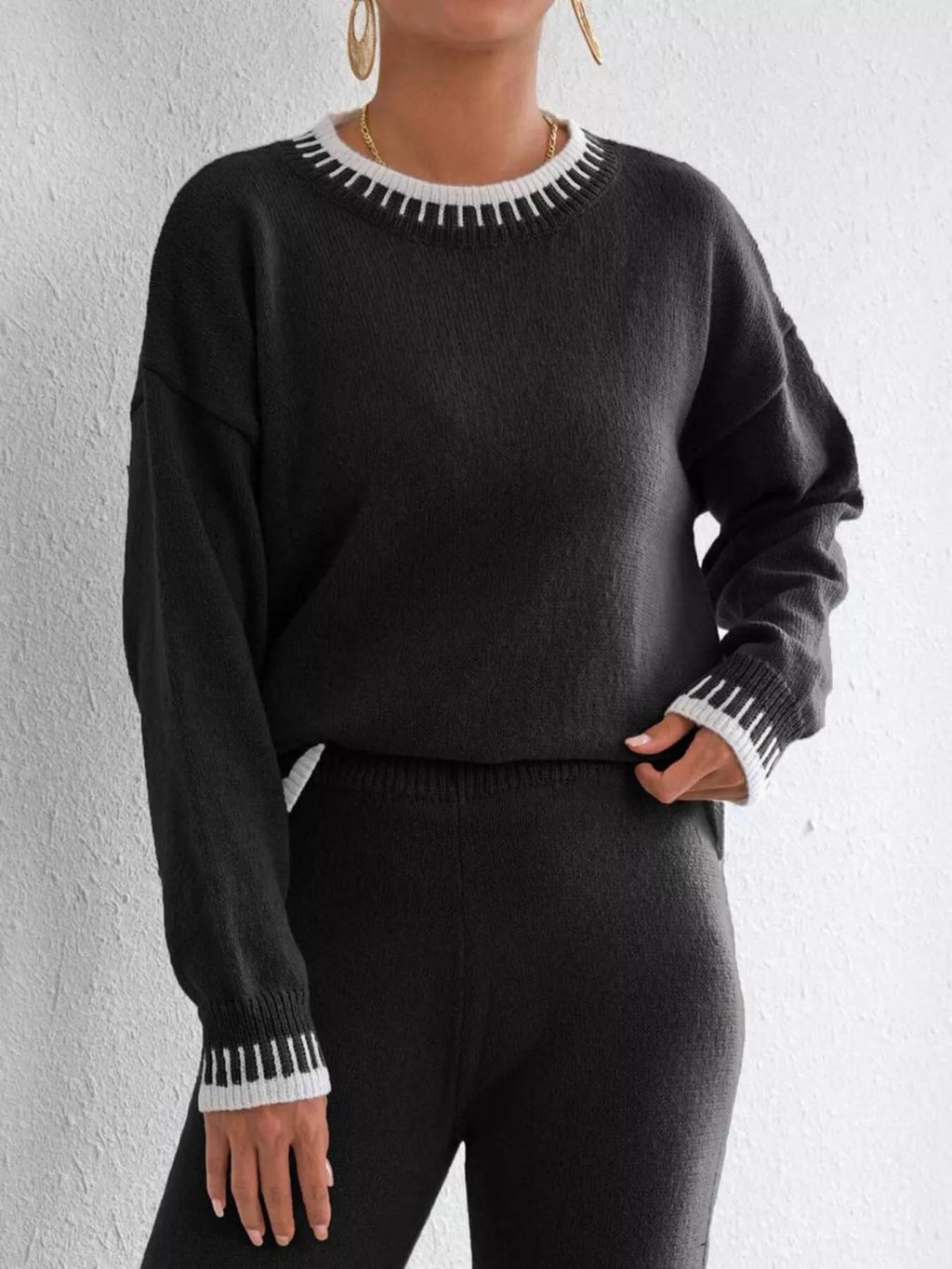 Sarah Express Women's Relaxed Fit Long Sleeve Sweater - Ribbed Knit Pullover