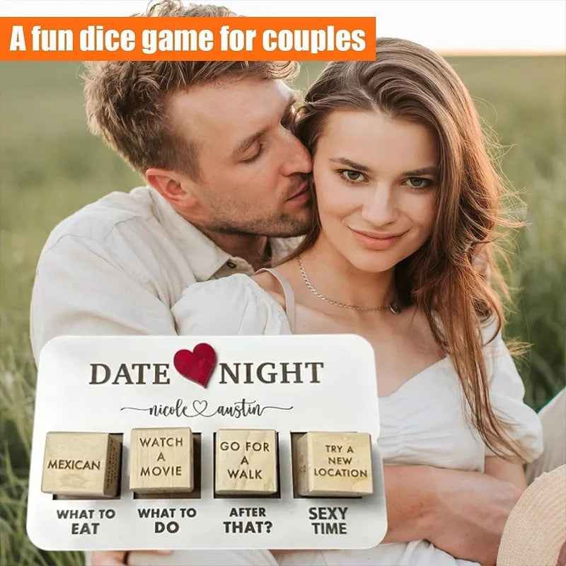 Sarah Express Wooden Date Night Dice Game for Couples - Romantic Date Night Ideas Gift Set