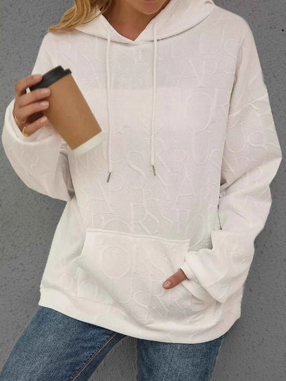 Sarah Express Women's Embossed Lettering Casual Hoodie Plus Size