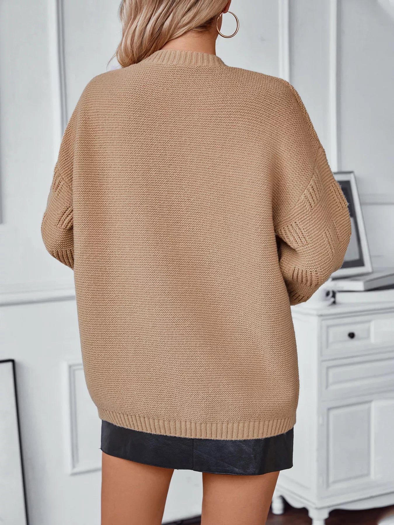 Sarah Express Women's Textured Knit Open Front Cardigan