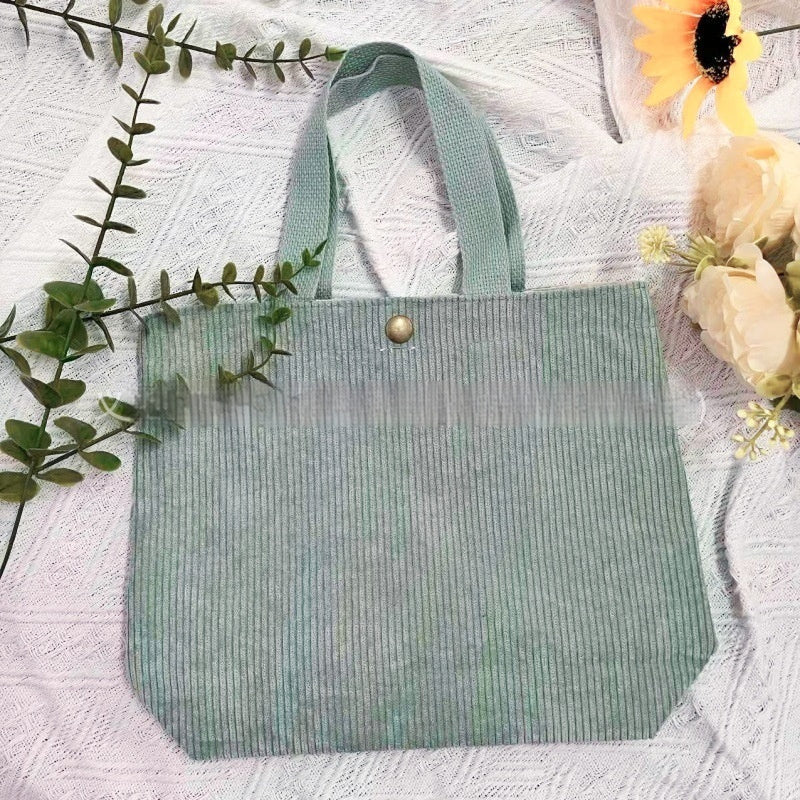 Sarah Express Women's Canvas Tote Bag - Minimalist Double-Sided Print Shoulder Bag with Embroidered Logo Type B Green Embroidered Name Style