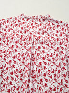 Sarah Express Women's Floral Button Down Long Sleeve Shirt - Ruffled Viscose Blouse