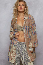 Sarah Express Women’s Printed Button-Down Shirt with Balloon Sleeves