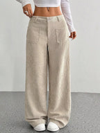 Sarah Express Women's Corduroy Wide Leg Pants Apricot