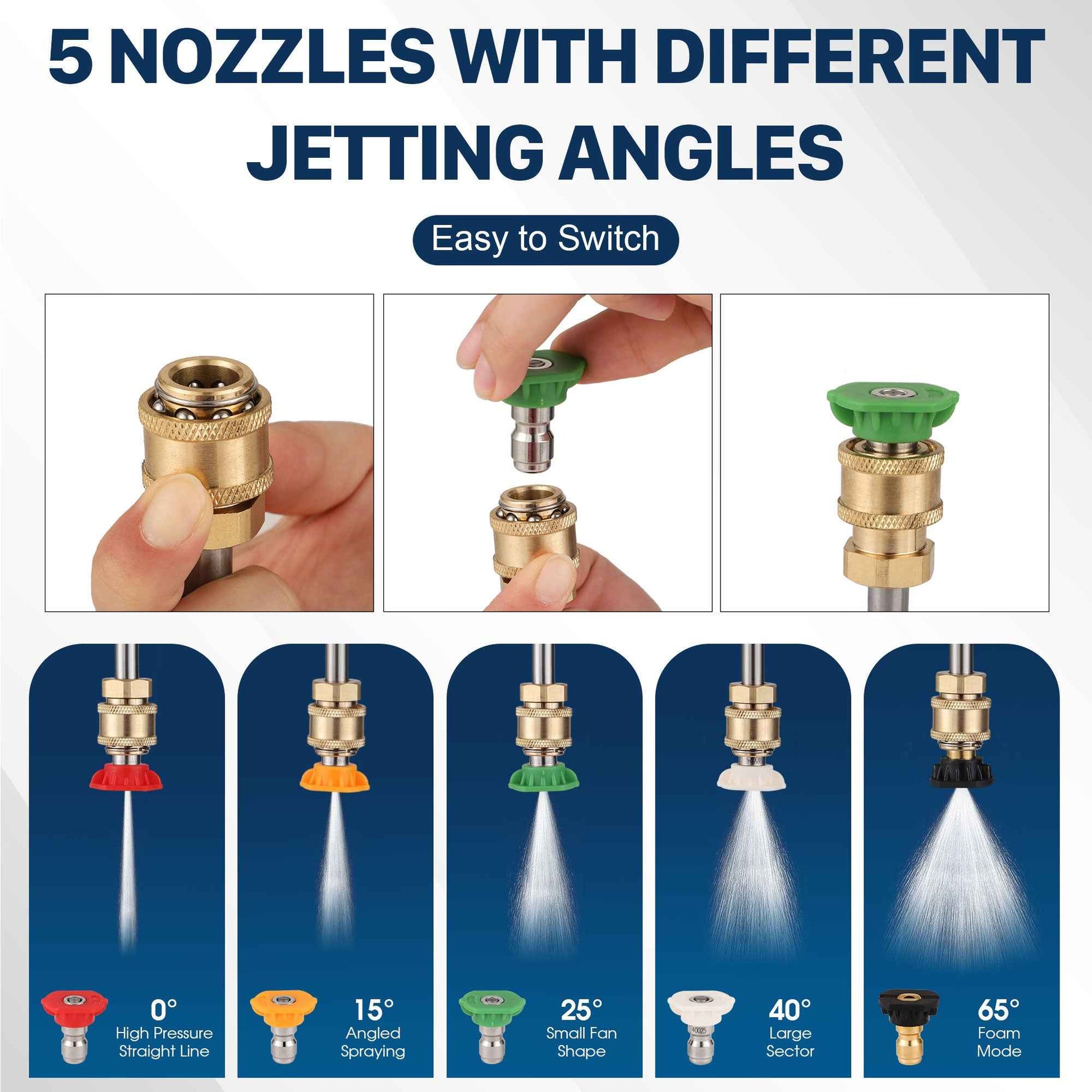 Sarah Express 110 Inch Gutter Cleaning Extension Rod for Pressure Washer - 4000 PSI Stainless Steel Drain Cleaner