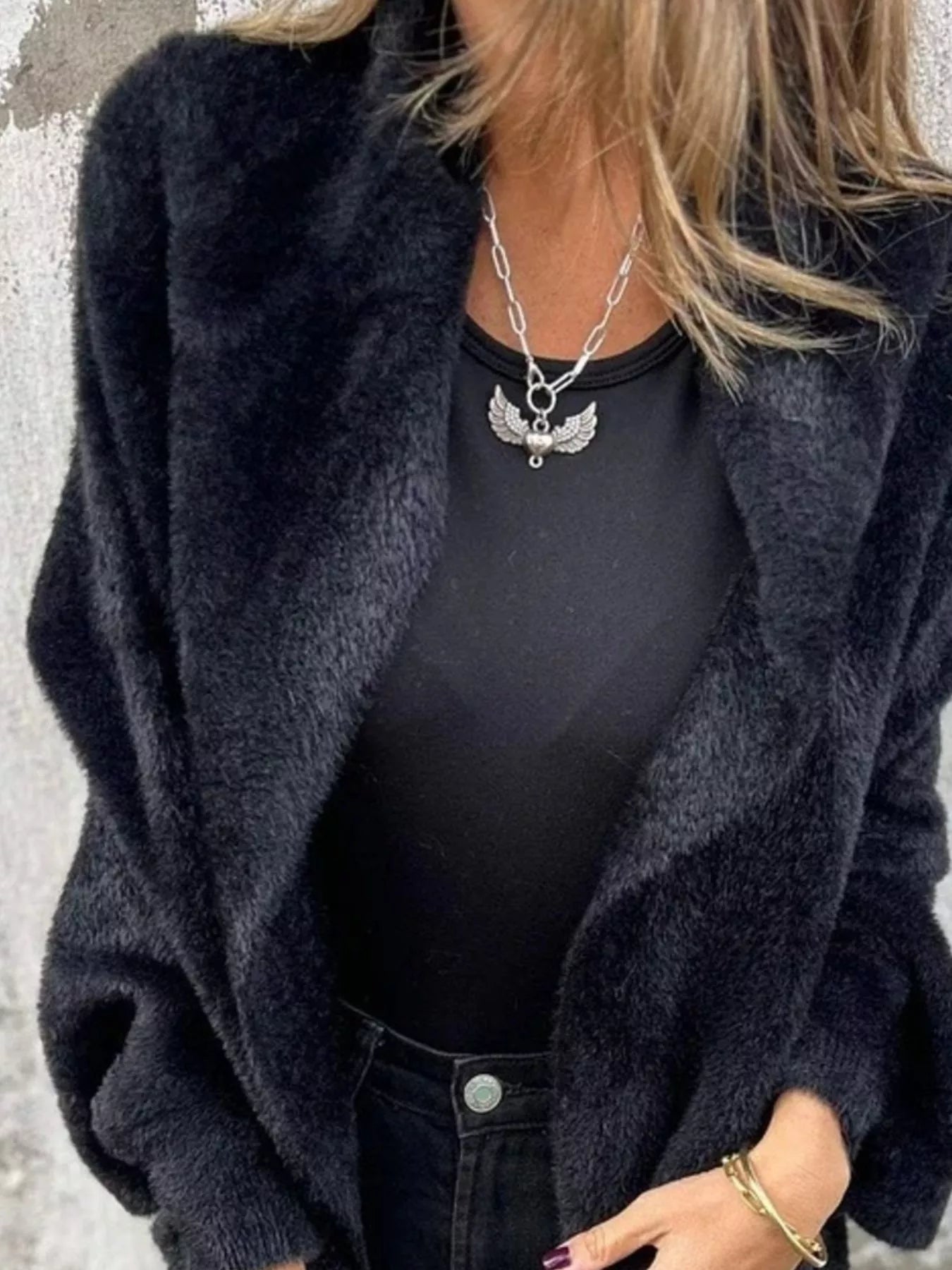 Sarah Express Women's Fringe Open Front Cardigan Plus Size