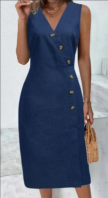 Sarah Express Women's Sleeveless Denim Dress Casual Summer Lightweight