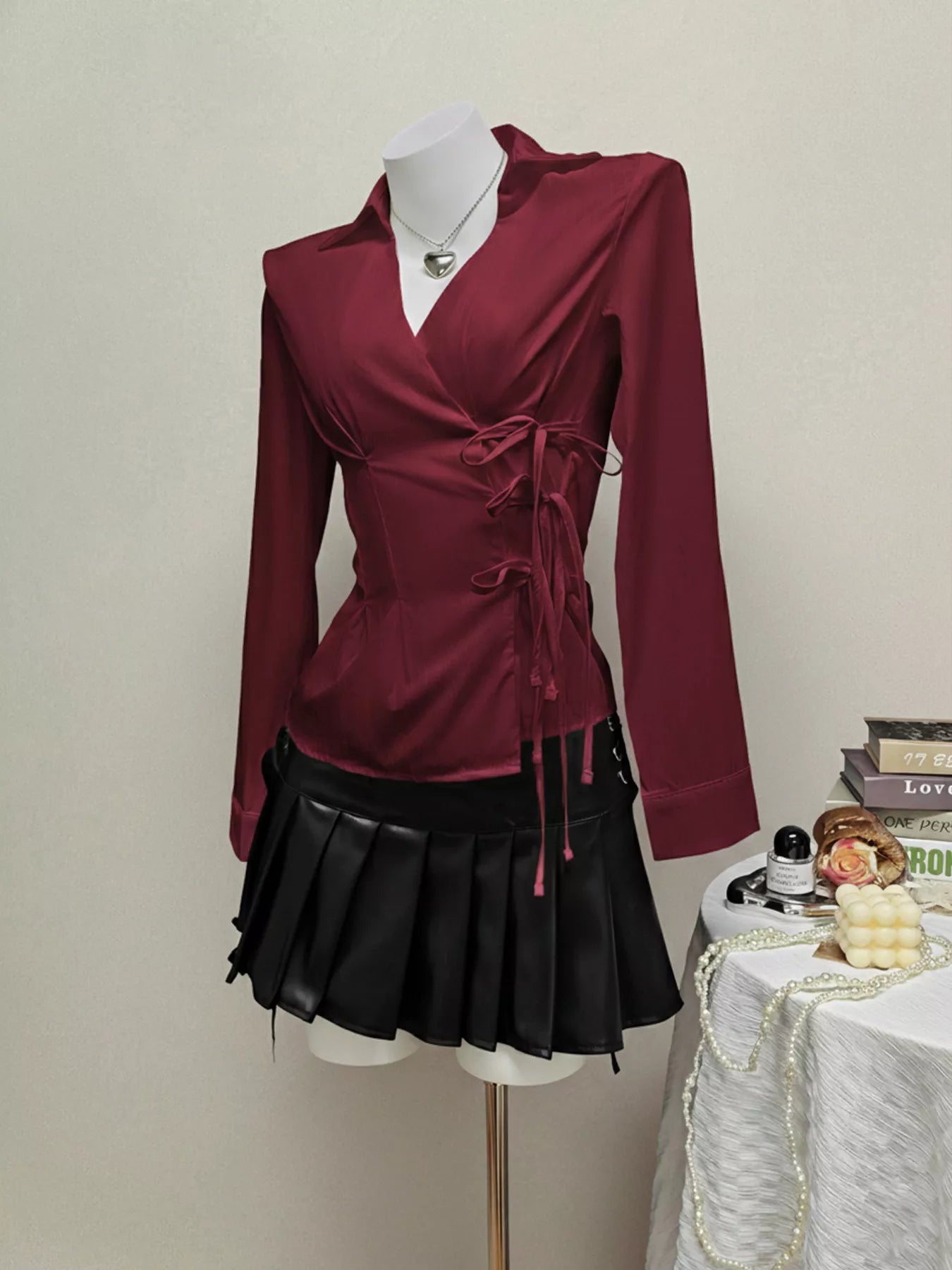 Sarah Express Women's Side Tied Long Sleeve Shirt