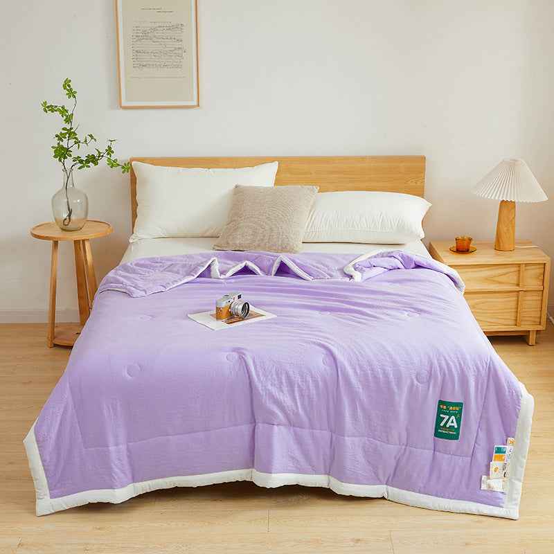 Sarah Express Antibacterial Raw Cotton Washable Summer Cool Quilt - Lightweight Breathable Bedding Taro Purple