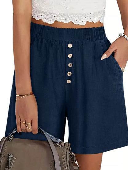 Sarah Express Women's Plus Size Elastic Waist Casual Shorts Dark Navy