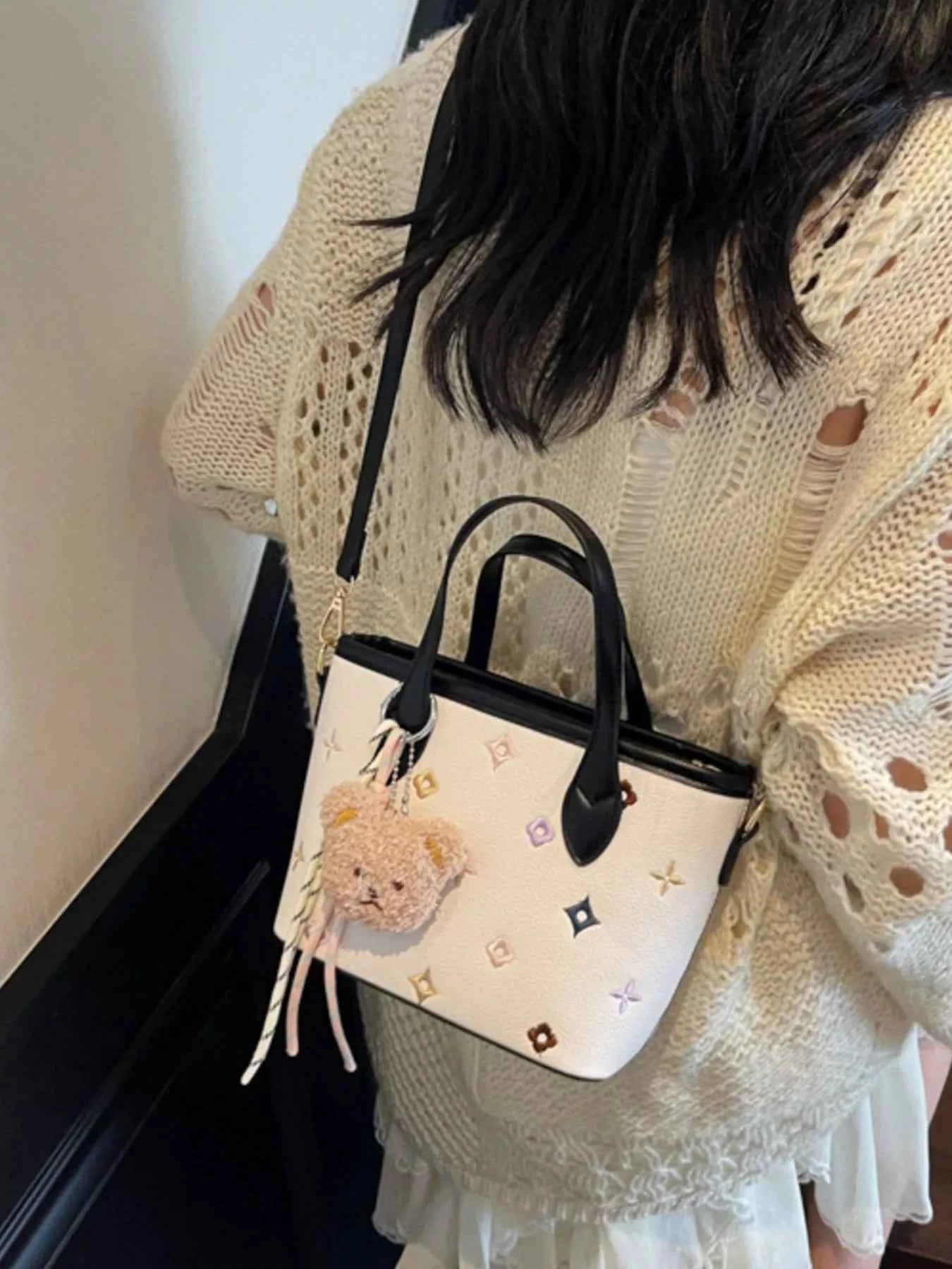 Sarah Express Women's Embroidered Pattern Crossbody Bag - Mini PU Leather Shoulder Bag