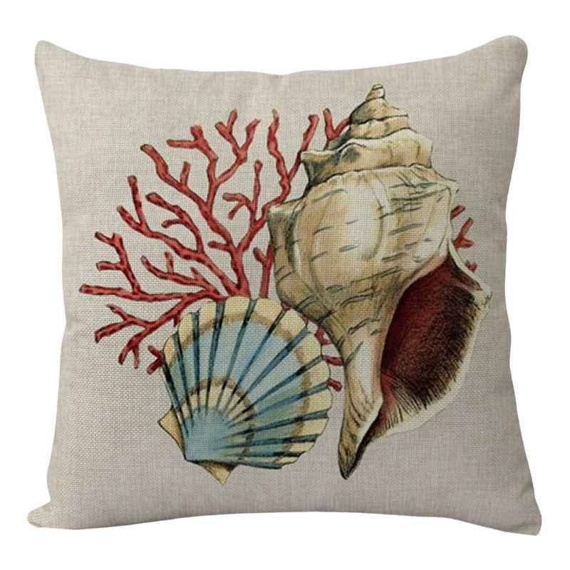 Sarah Express Sea Turtle Cushion Cover 45x45cm - Decorative Throw Pillow Case for Sofa Couch Bedroom Living Room A conch 45x45cm