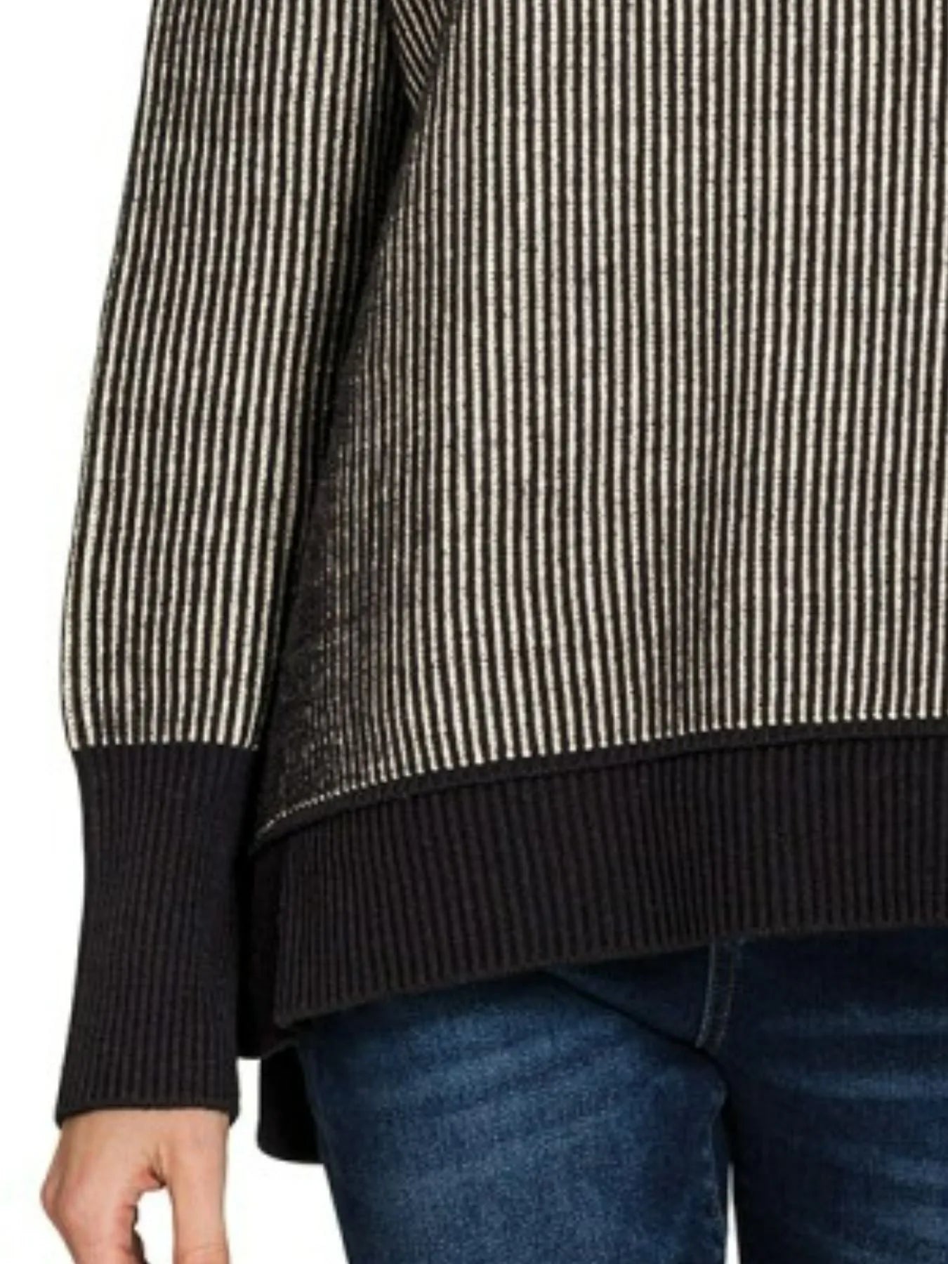 Sarah Express Women’s Oversized Striped Sweater with Exposed Seams Casual