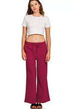 Sarah Express women’s ribbed two-piece lounge set with a round neck pullover top and matching drawstring pants.
