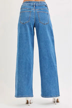 Sarah Express Women’s Plus Size Mid Rise Wide Leg Jeans with Pleated Detail
