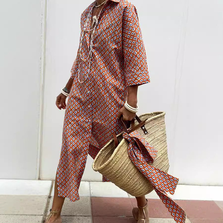 Sarah Express Women's Striped Shirt Dress Button Front Maxi with Belt