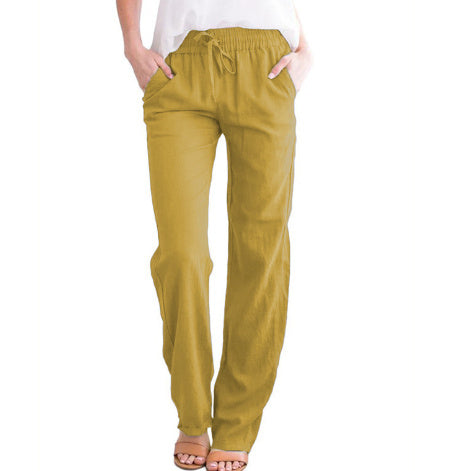 Sarah Express Women's Elastic Waist Loose Straight Leg Casual Trousers
