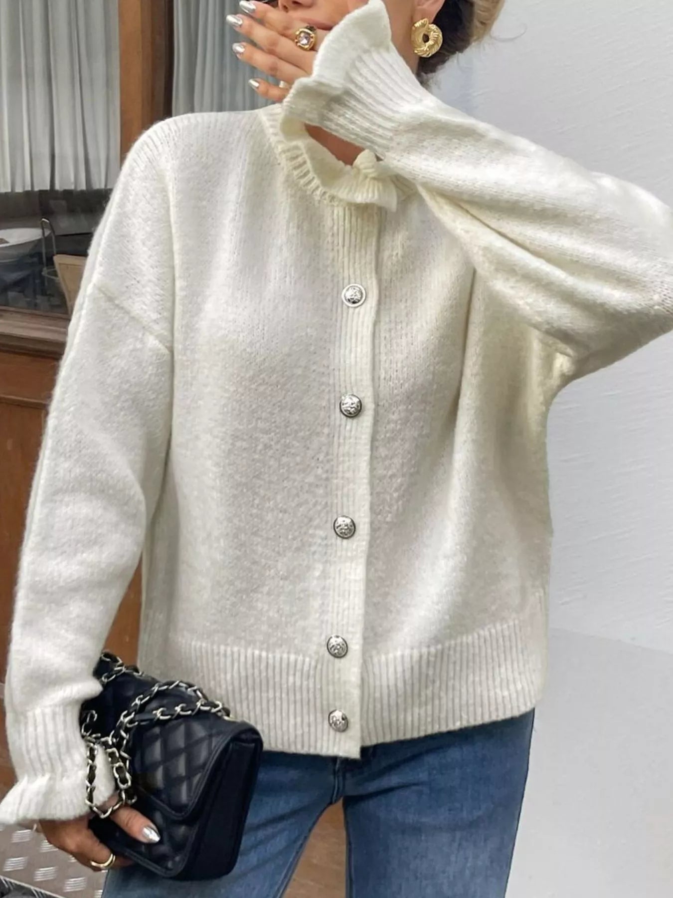 Sarah Express Women's Button-Down Long Sleeve Cardigan