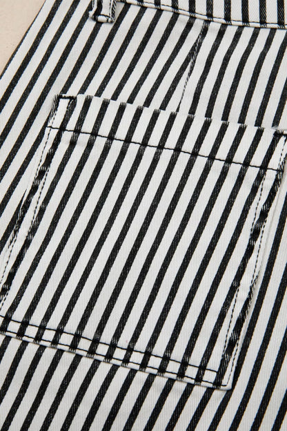 Sarah Express Women's High Waist Stripe Patch Pocket Denim Jeans - Slightly Stretchy Shift Fit