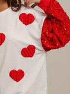 Sarah Express Women's Sequin Round Neck Long Sleeve Sweatshirt